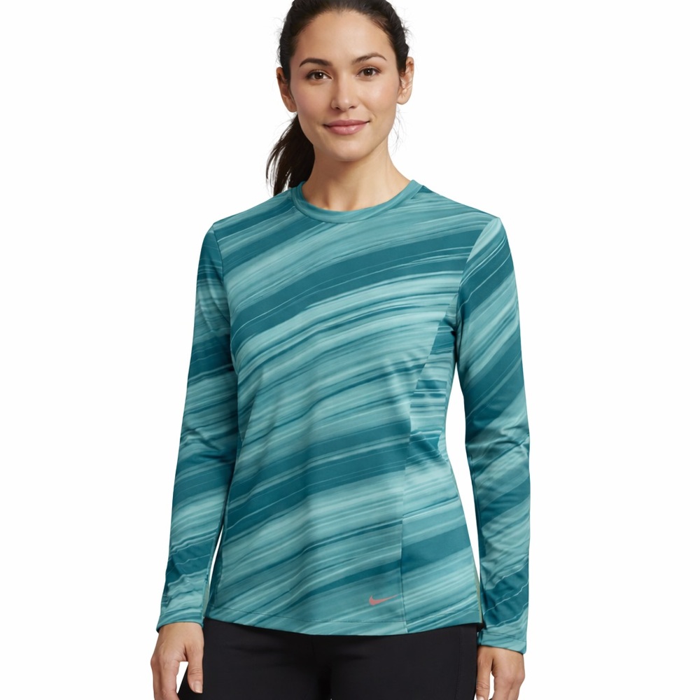 Nike Golf Shirt Womens Dri Fit Tour Performance Top Size Small Green Stripes